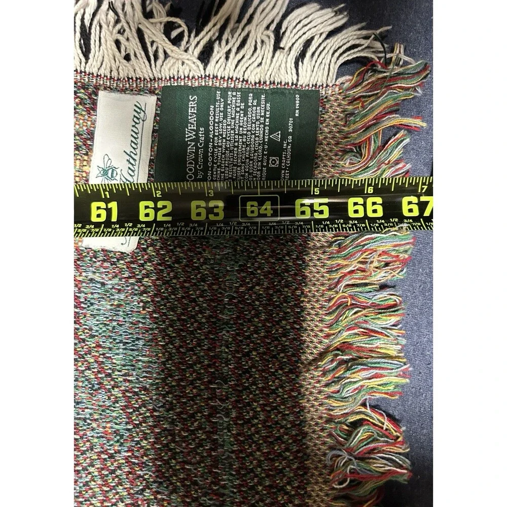 VTG Goodwin Weavers Tapestry Throw Blanket Roosters Anne Hathaway Farm LARGE